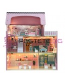 Голяма дървена къщичка за кукли 70см LED осветление с мебели и аксесоари